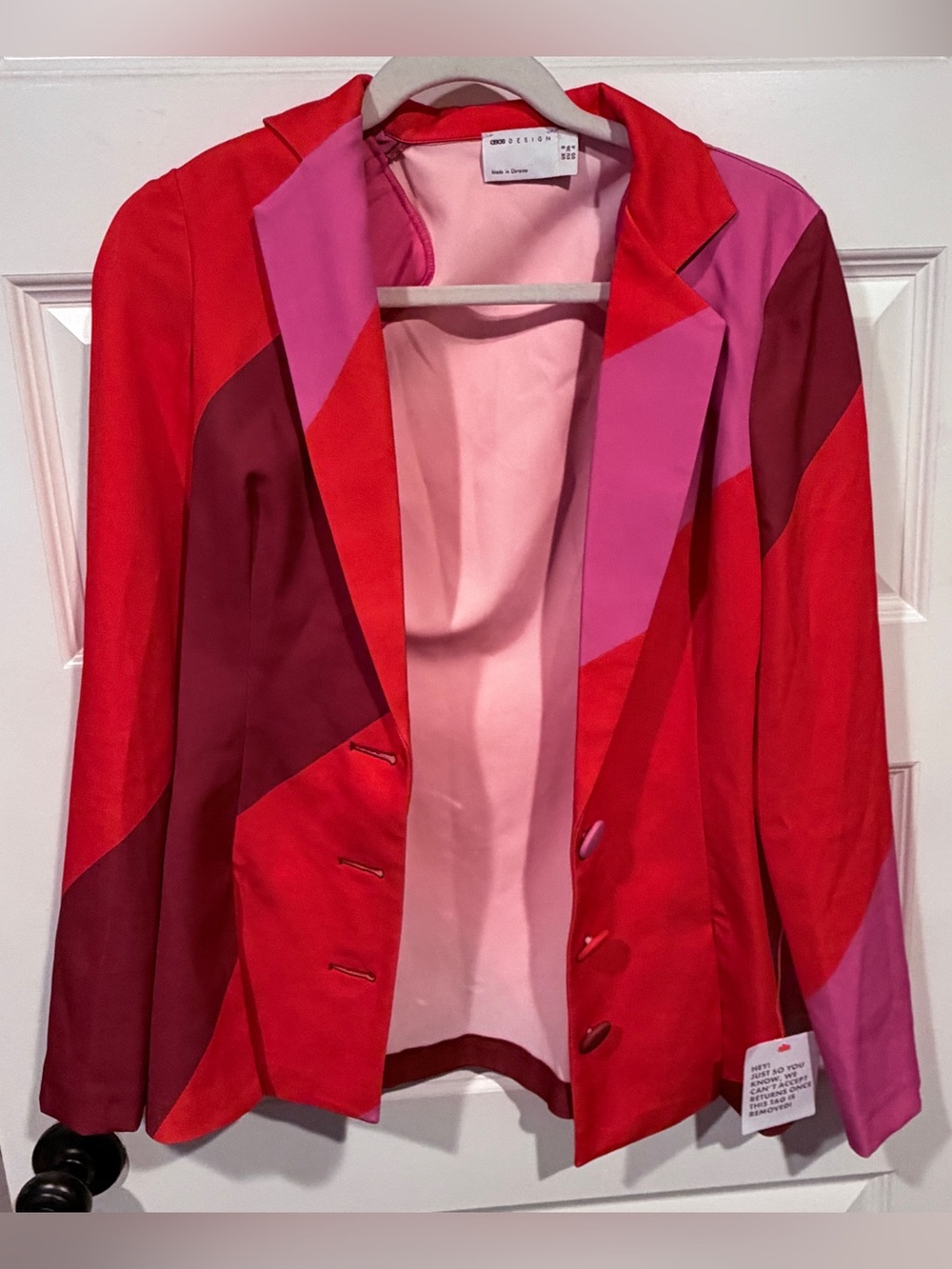 NWT ASOS Colorblock Red & Pink Blazer Jacket Size 4
